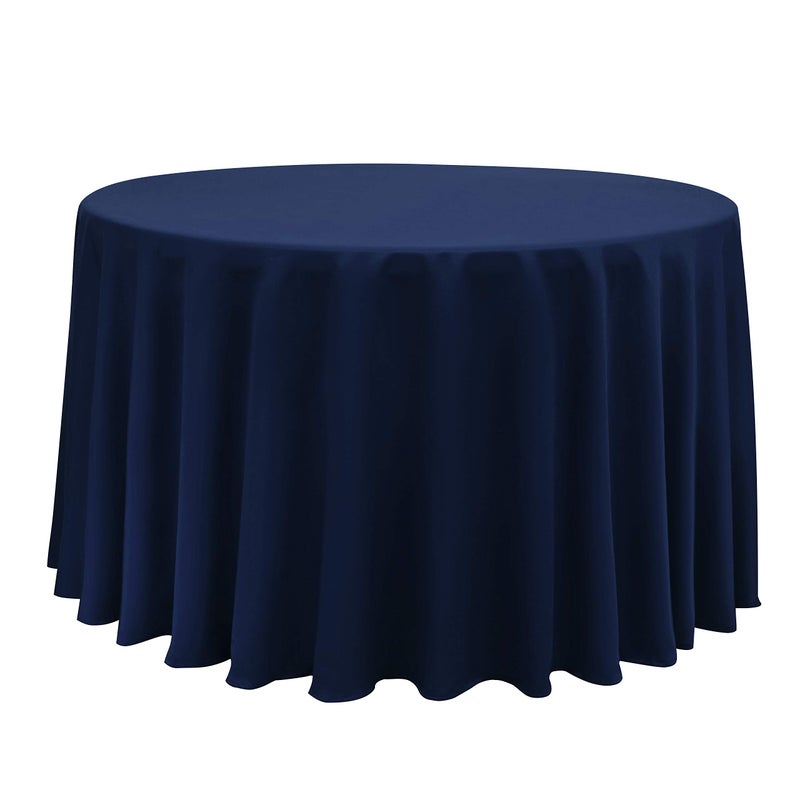 Obstal 210GSM Round Table Cloth, Oil-Proof Spill-Proof and Water Resistance Microfiber Tablecloth, Decorative Fabric Circular Table Cover for Outdoor and Indoor Use (Navy Blue, 120 Inch Diameter) - Image 1